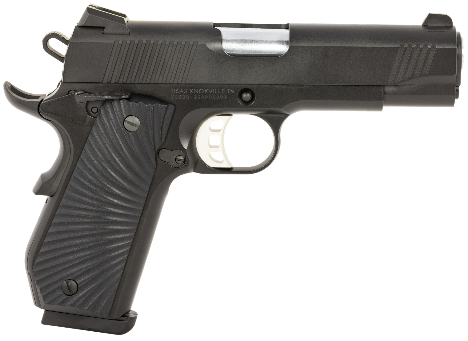 Tisas 1911 Devil Ray Pistol 10100102, 45 ACP, 4.25in, Black Sunburst G10 Grips, Black Cerakote Finish, 8 Rds