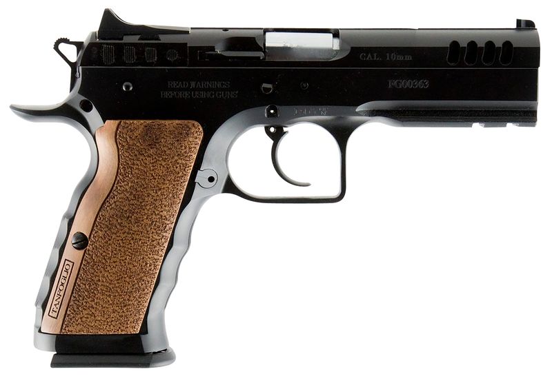 EAA Defiant Stock I Pistol TFSTOCKI10, 10mm Auto, 4.50in, Serrated Slide & Wood Grips, Black Finish, 13 Rds