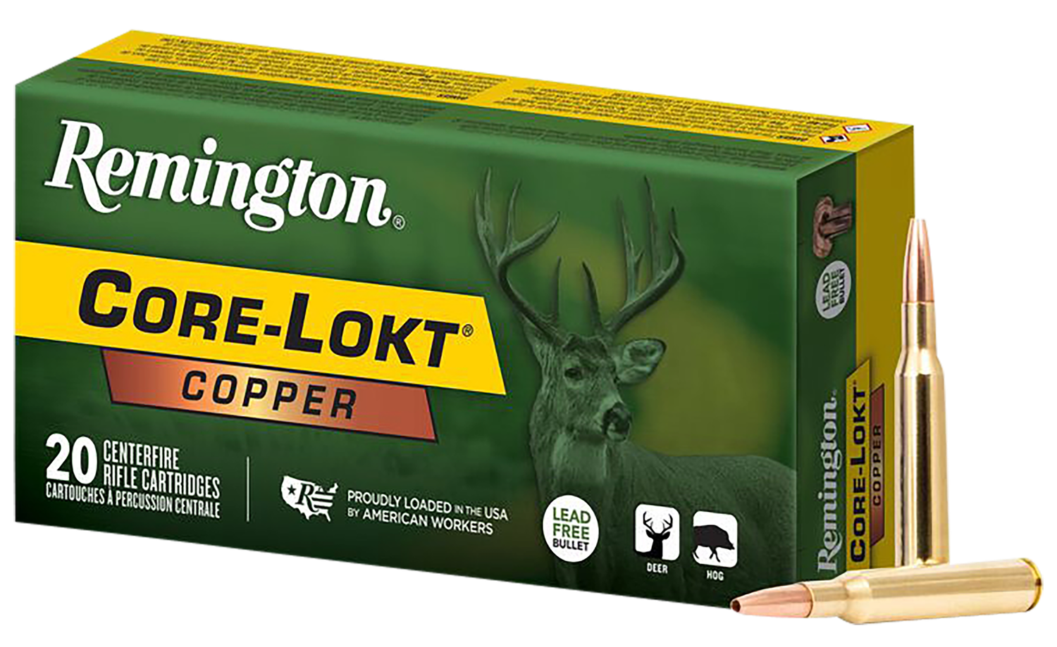 Remington Core-Lokt Copper Rifle Ammunition R27855, 270 Win, Copper Hollow Point, 130 gr, 3060 fps, 20 Rd/Bx
