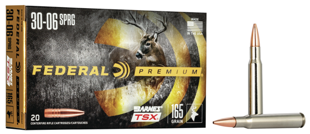 Federal Premium Vital-Shok Rifle Ammunition P3006AF, 30-06 Springfield, Barnes Triple Shock X-Bullet, 165 GR, 2800 fps, 20 Rd/bx