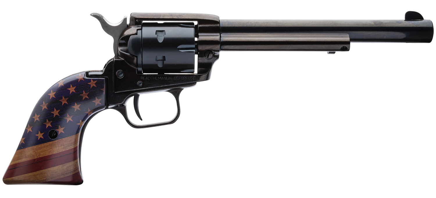 Heritage Rough Rider Revolver RR22B6GOLDUSA, 22 LR, 6.50", Gold USA Flag Grips, Black Oxide Finish, 6 Rds