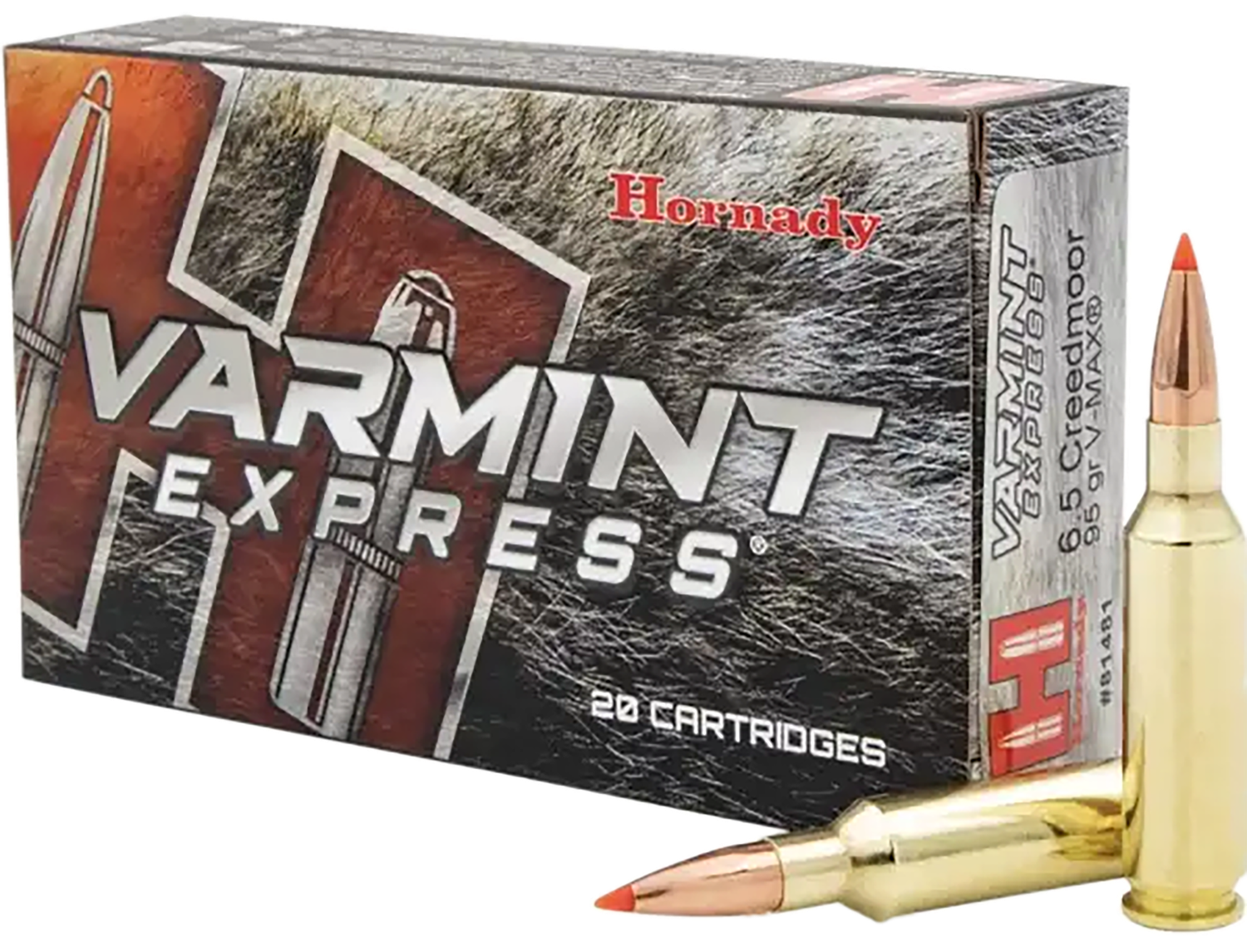 Hornady Varmint Express Rifle Ammunition 81481, 6.5MM Creedmoor, V-Max, 95 GR, 3300 fps, 20 Rd/Bx