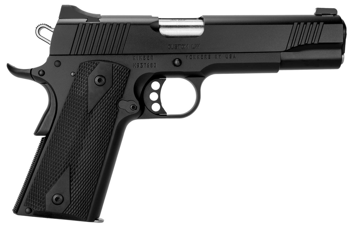 Kimber Custom LW, KCB Pistol 3700812, 45 ACP, 5", Black Rubber Grips, Black Finish, 8 Rd