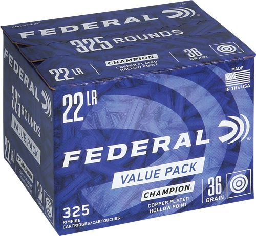 Federal Rimfire Ammunition 725, 22 LR, Copper Plated Hollow Point, 36 gr, 1260 fps, 325 Rds/Bx