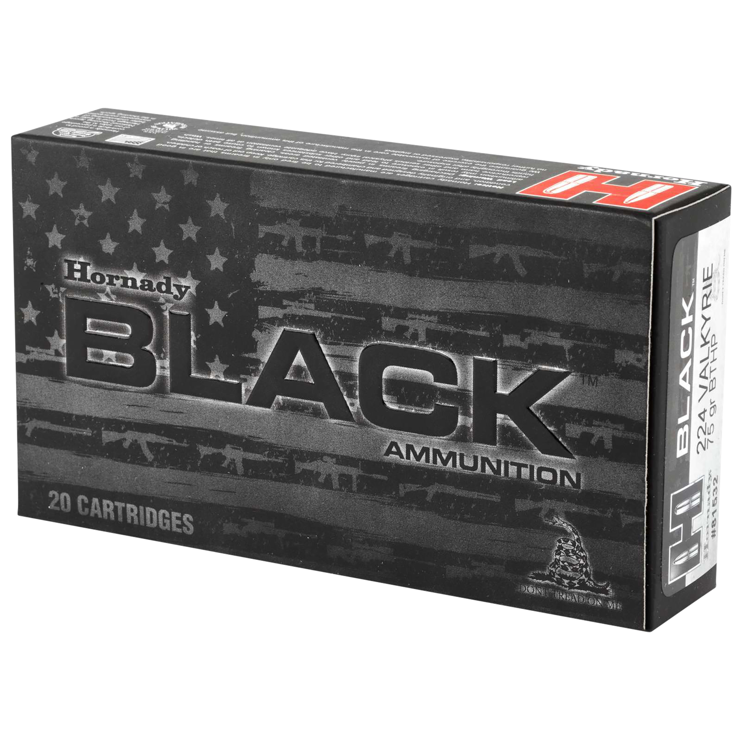 Hornady Black Rifle Ammunition 81532, 224 Valkyrie, BTHP, 75 GR, 3000 fps, 20 Rd/Bx