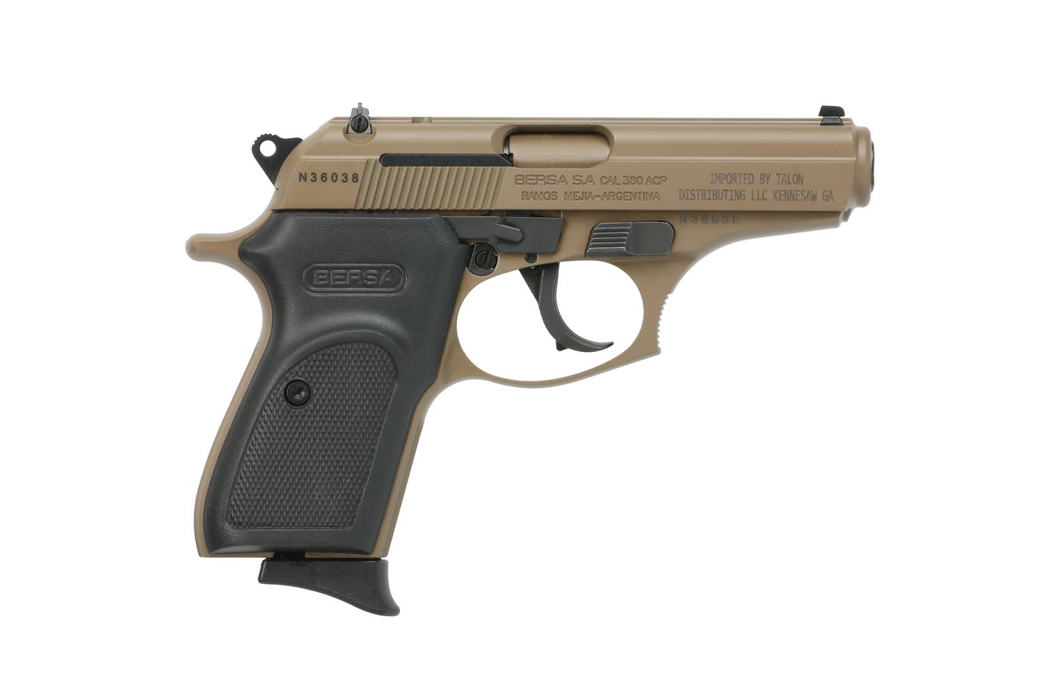 Bersa Thunder 380 Pistol BST380MFDE8, 380 ACP, 3.5in, FDE Cerakote Grips, 8 Rds