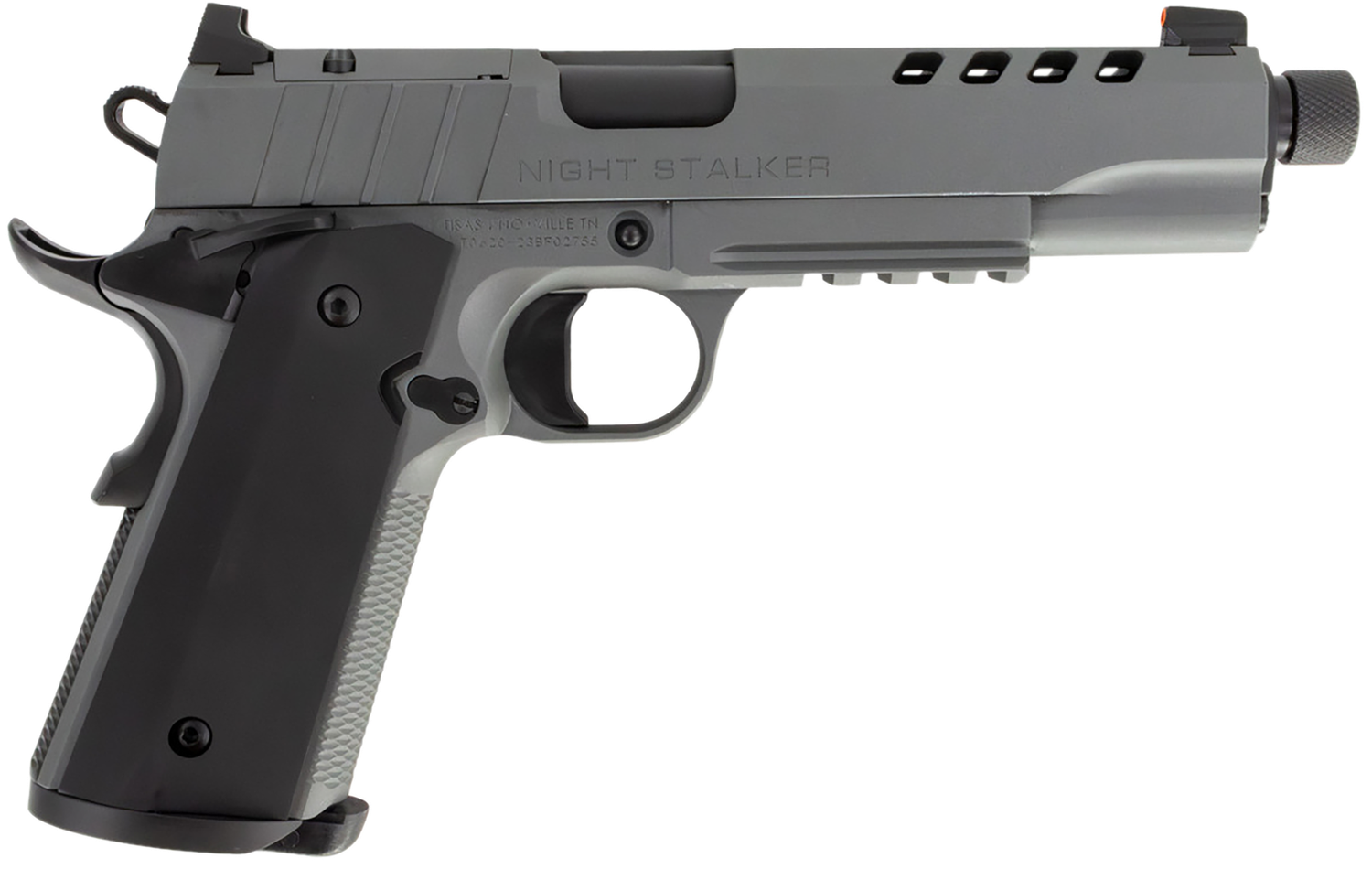 Tisas 1911 Night Stalker SF Pistol 10100558, 10mm Auto, 5in, Black Anodized Aluminum, Gray Cerakote Finish, 8 Rds