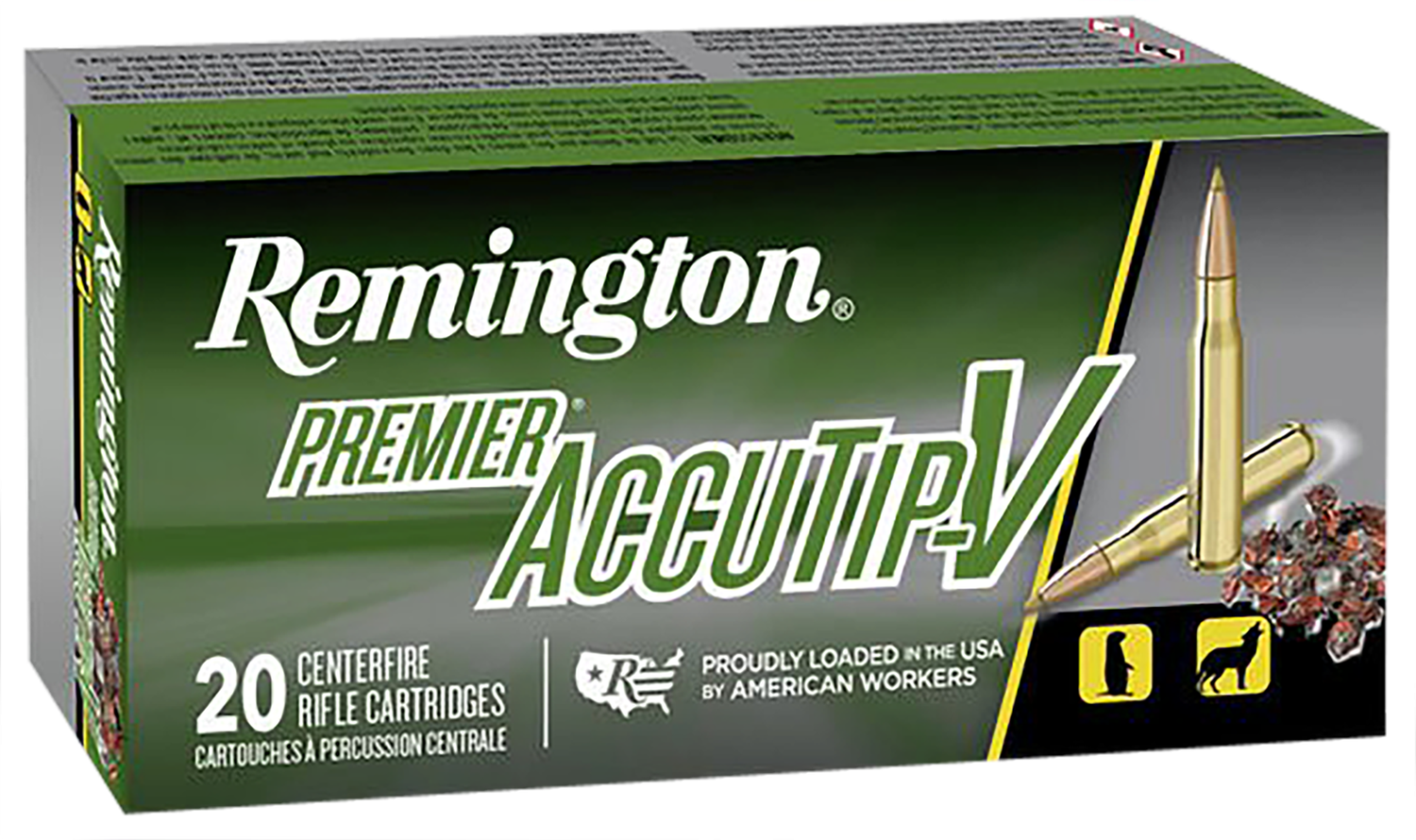 Remington Premier Accutip Rifle Ammunition PRA204B, 204 Ruger, Accutip-V Boat Tail, 40 GR, 3900 fps, 20 Rd/bx