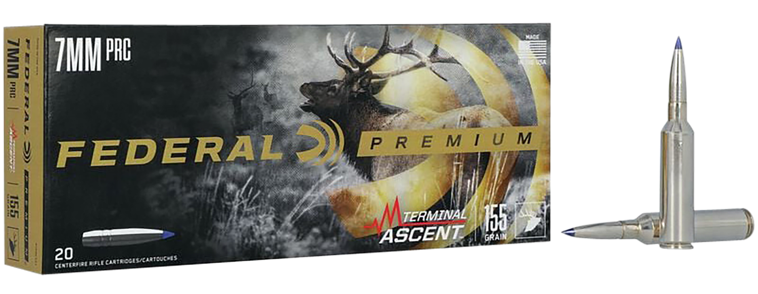 Federal Premium Terminal Ascent Rifle Ammunition P7PRCTA1, 7mm PRC, Terminal Ascent, 155 gr, 3100 fps, 20 Rd/Bx