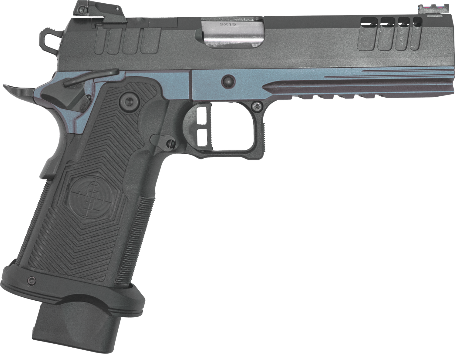 Great Lakes Synergy 1911 DS Optic Ready Pistol GL1911DS9FSSBLU, 9mm Luger, 5in, Textured, Blue Titanium Cerakote Finish, 20 Rds