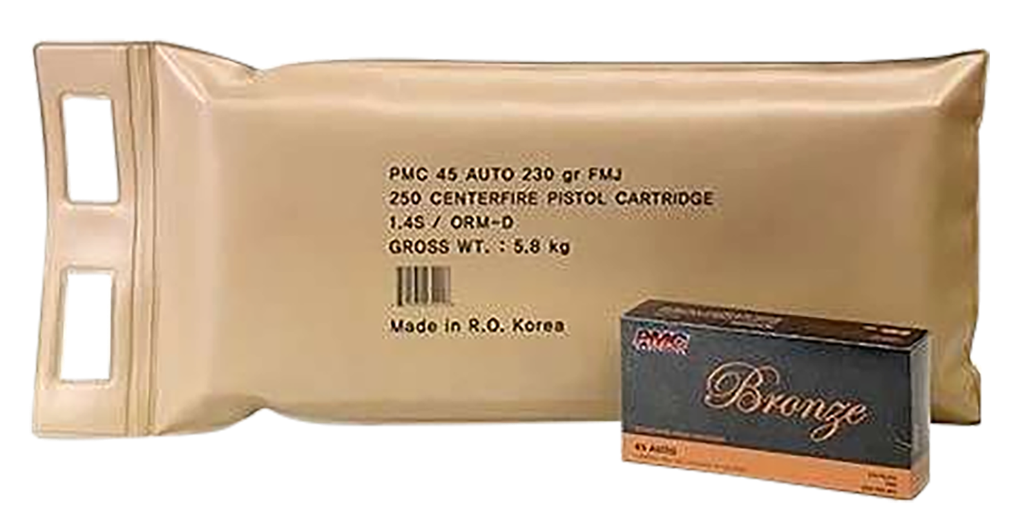PMC Bronze Line Pistol Ammunition 45ABP, 45 ACP, Full Metal Jacket, 230 GR, 830 fps, 250 Rd/bx