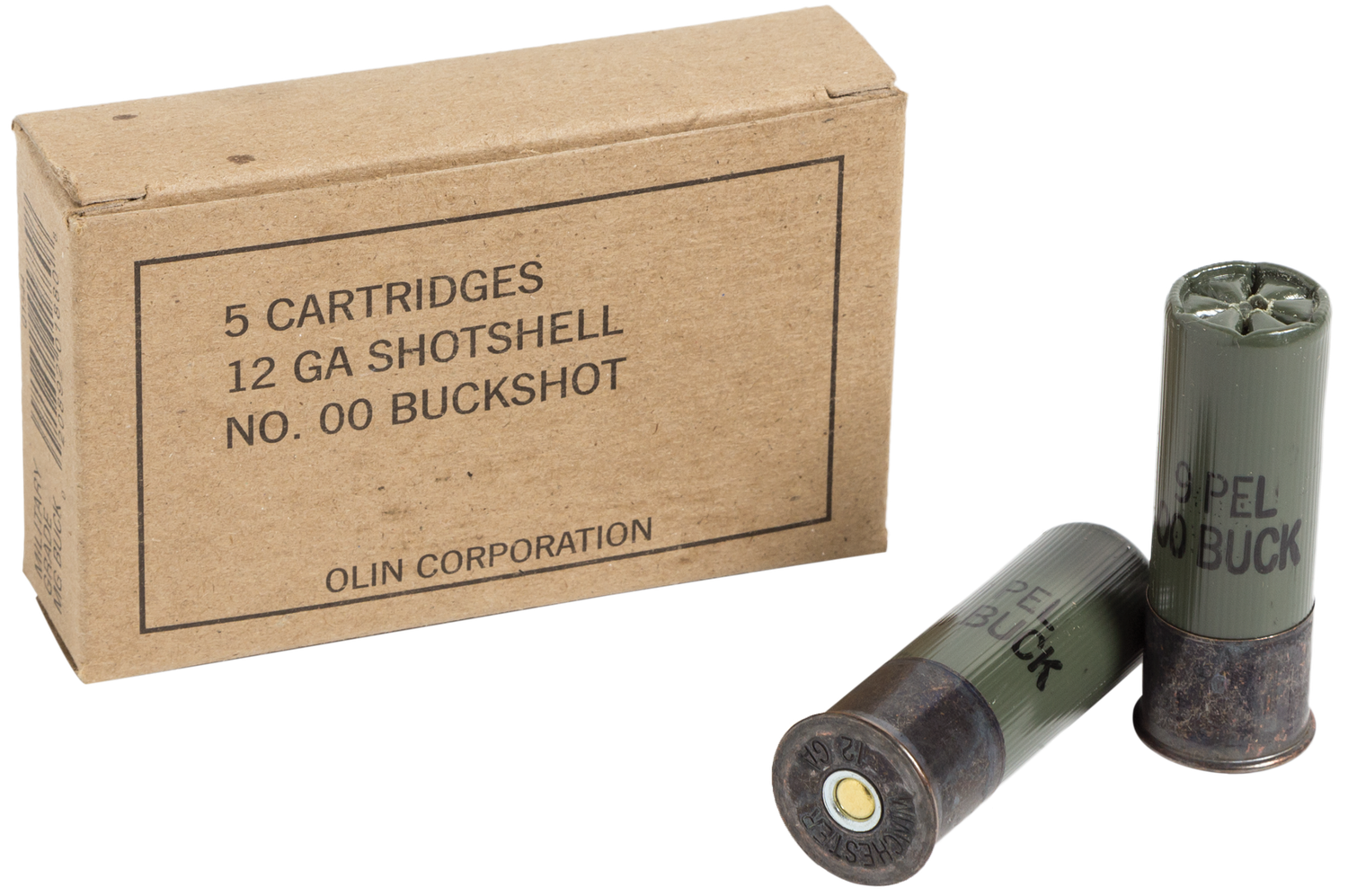 Winchester Military Grade Ammunition Q1544, 12 Gauge, 2-3/4", 9 Pellets, 1325 fps, #00 Buck, 5 Rd/bx