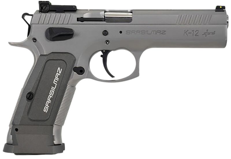 SAR USA K12 Sport Pistol K12STSP, 9mm Luger, 4.70in, Serrated Slide & Gray Polymer Grips, Stainless Steel Finish, 17 Rds