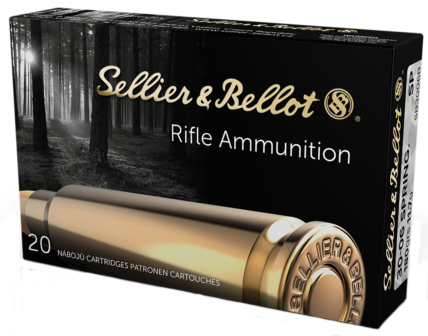 Sellier & Bellot Rifle Ammuntion SB3006B, 30-06 Springfield, Soft Point (SP), 180 GR, 2600 fps, 20 Rd/bx