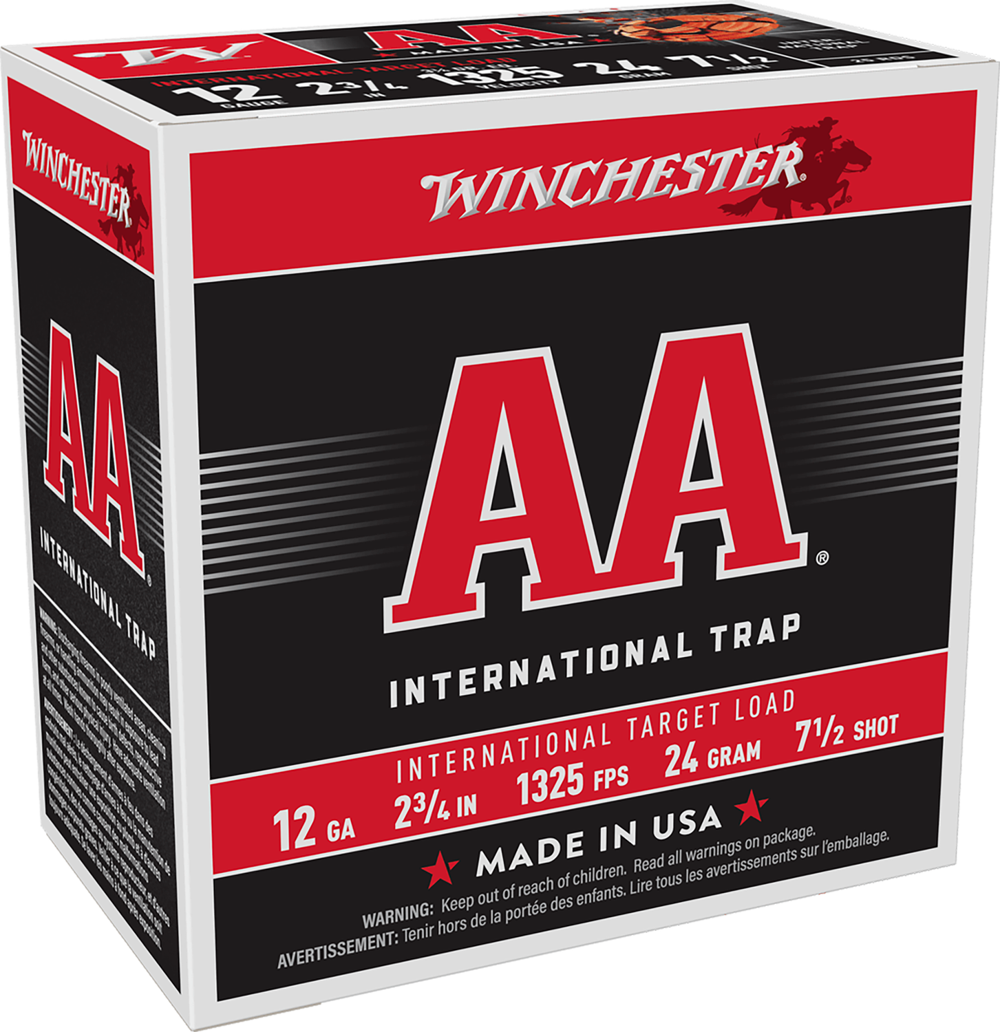 Winchester AA Target International AANL1275, 12 Gauge, 2-3/4", 24 grams, 1325 fps, #7.5 Lead Shot, 25 Rds/Bx