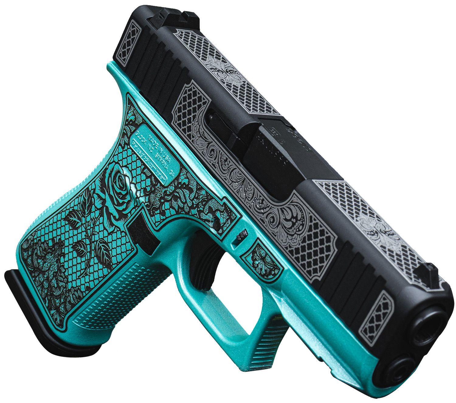 Glock G43X Pistol UX4350204FRNGLTB, 9mm, 3.41in, Tiffany Blue Lace
