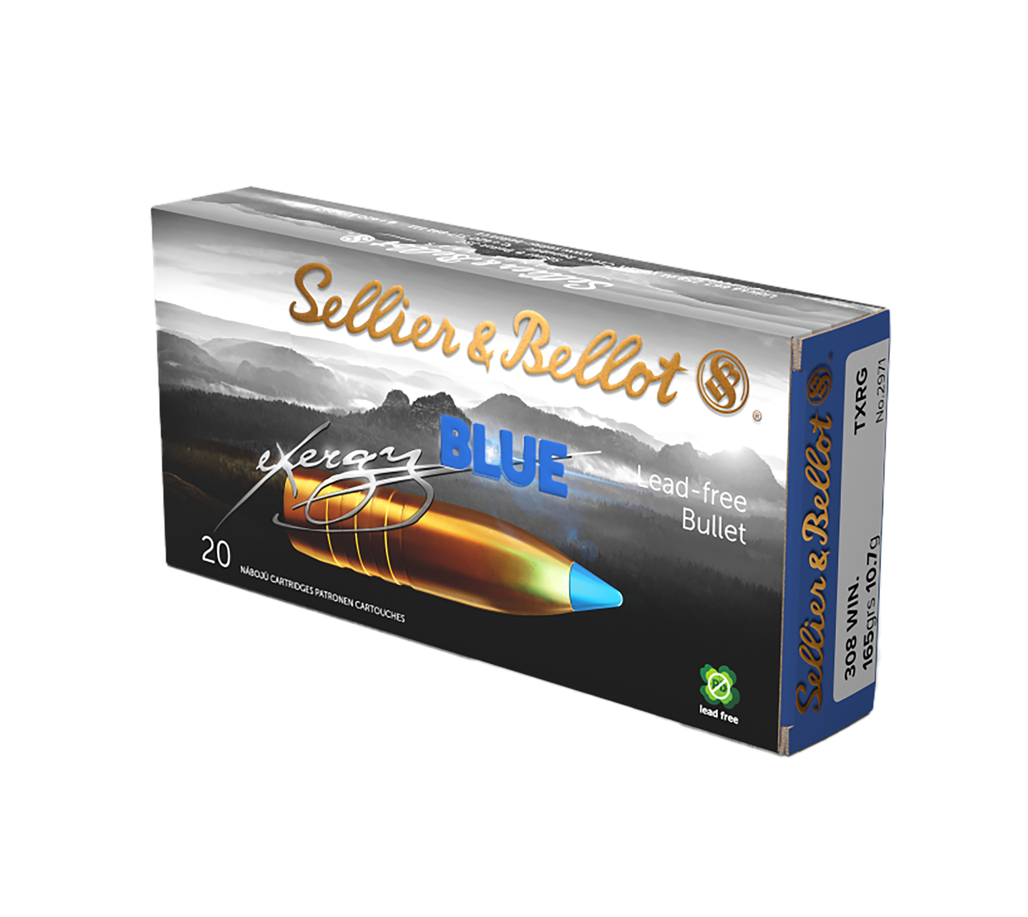 Sellier & Bellot Rifle Ammunition SB308XA, 308 Win, TAC-EX-Blue, 165 gr, 2720 fps, 20 Rd/Bx