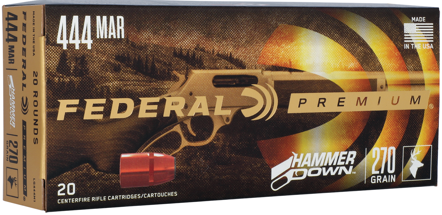 Federal HammerDown Rifle Ammunition LG444M1, 444 Marlin, Bonded Hollow Point, 270 gr, 2225 fps, 20 Rd/Bx