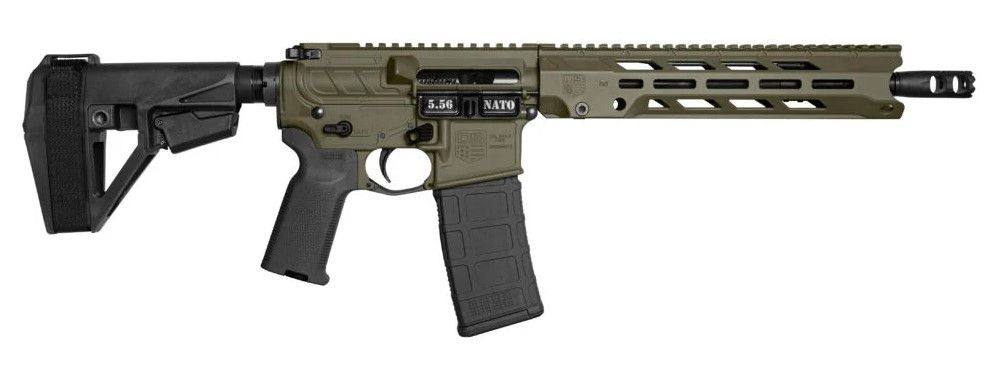 Diamondback Obsidian DB15 Pistol DB1984K101, 5.56 NATO, 11.5in, SB Tactical SBA5 Brace, OD Green, 30 Rds