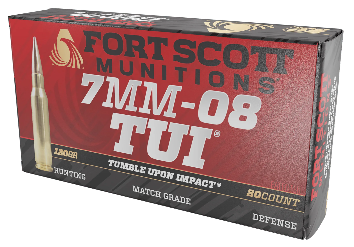 Fort Scott Munitions TUI Rifle Ammunition 7MM08120SCV1, 7mm-08 Rem, Solid Copper Spun, 120 gr, 3019 fps, 20 Rd/Bx