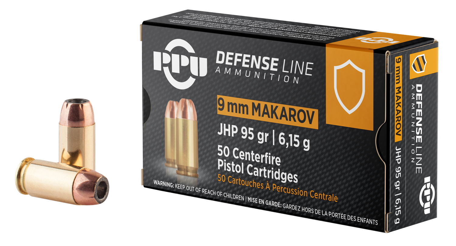 Prvi Partisan Pistol Ammunition PPD9M, 9x18 Makarov, JHP, 95 gr, 1015 fps, 50 Rd/Bx