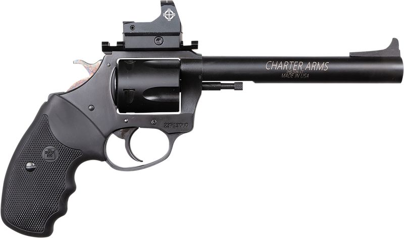 Charter Mastiff Target Revolver 63565, 357 Mag, 6in, Black Rubber Grips, Steel Frame Finish, 5 Rds
