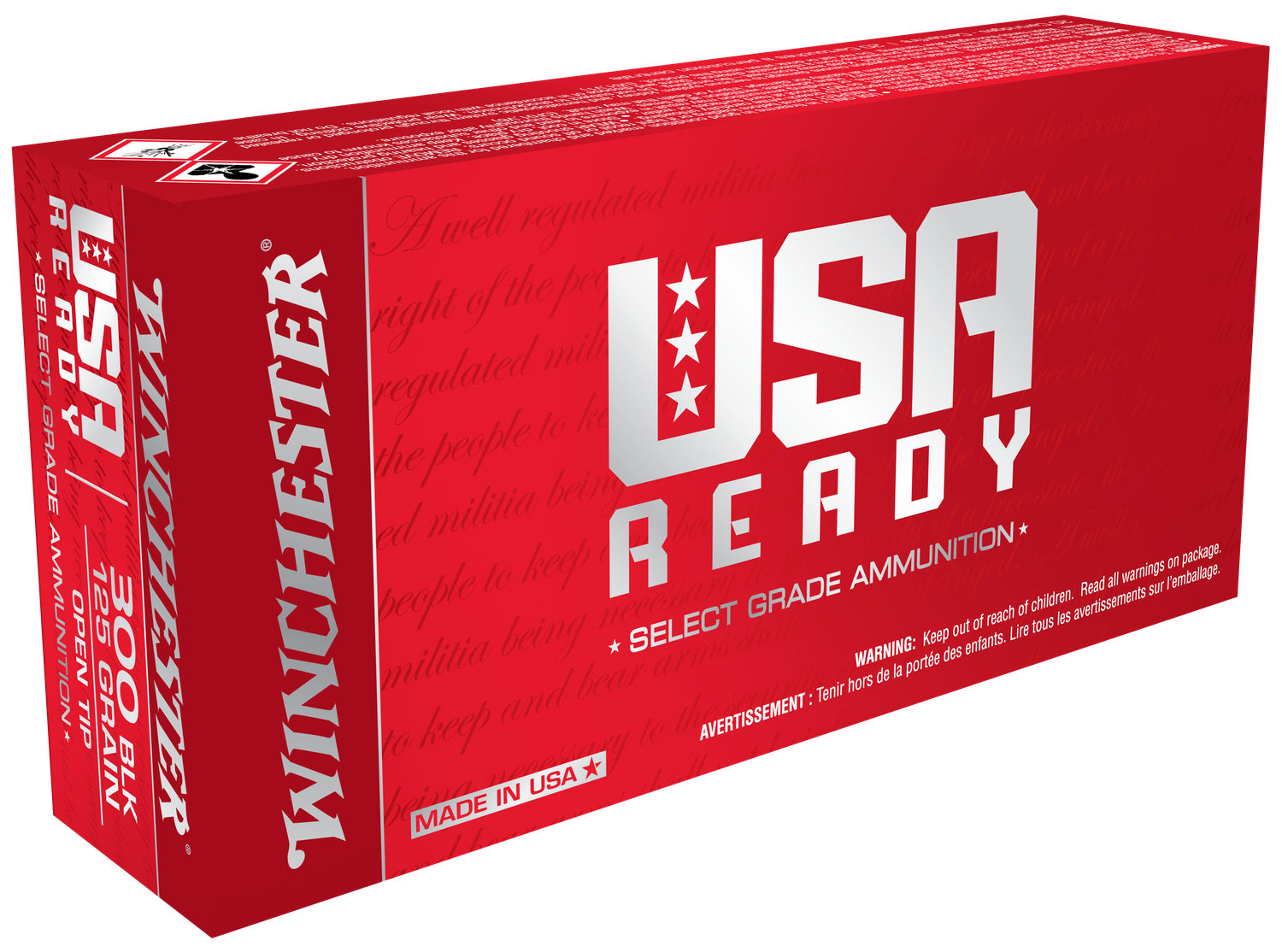 Winchester USA Ready Rifle Ammunition RED300, 300 AAC Blackout, Open Tip, 125 GR, 20 Rd/Bx