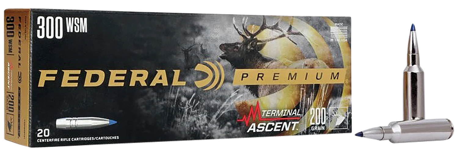 Federal Premium Rifle Ammunition P300WSMTA1, 300 Winchester Short Magnum, Terminal Ascent, 200 GR, 2810 fps, 20 Rds/Bx