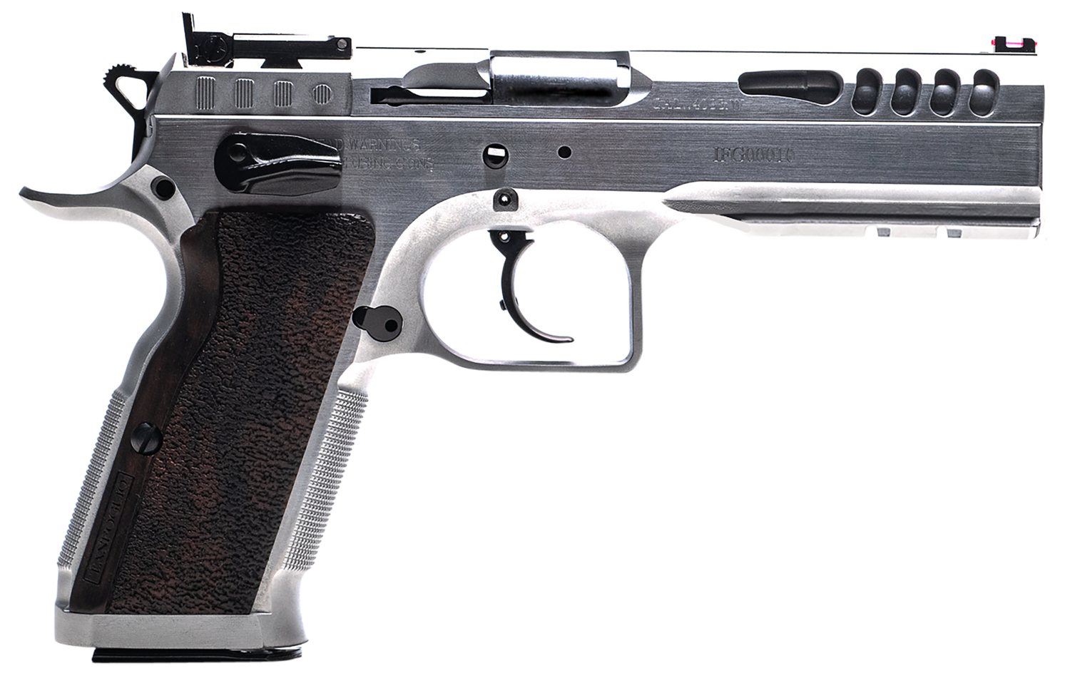 EAA Defiant Stock Master Pistol TFSTOCKM9, 9mm Luger, 4.75in, Wood, Hard Chrome Finish, 17 Rds