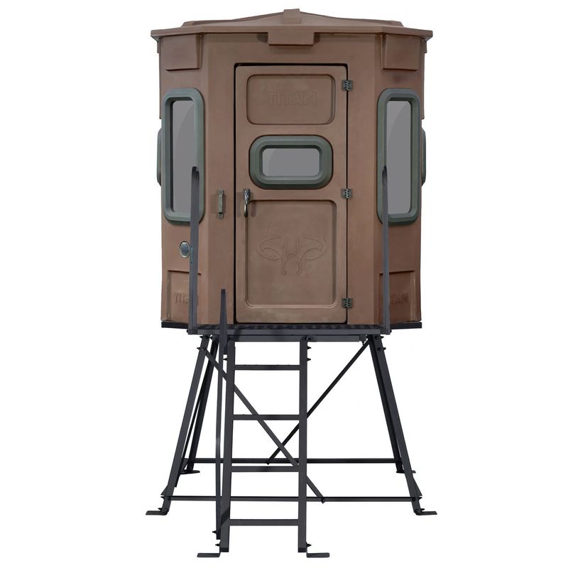 Titan Hunting Blinds The Pro Combo Bow & Rifle Blind w/4' Tower, Tree Trunk Brown (TB-PRO-B-4)