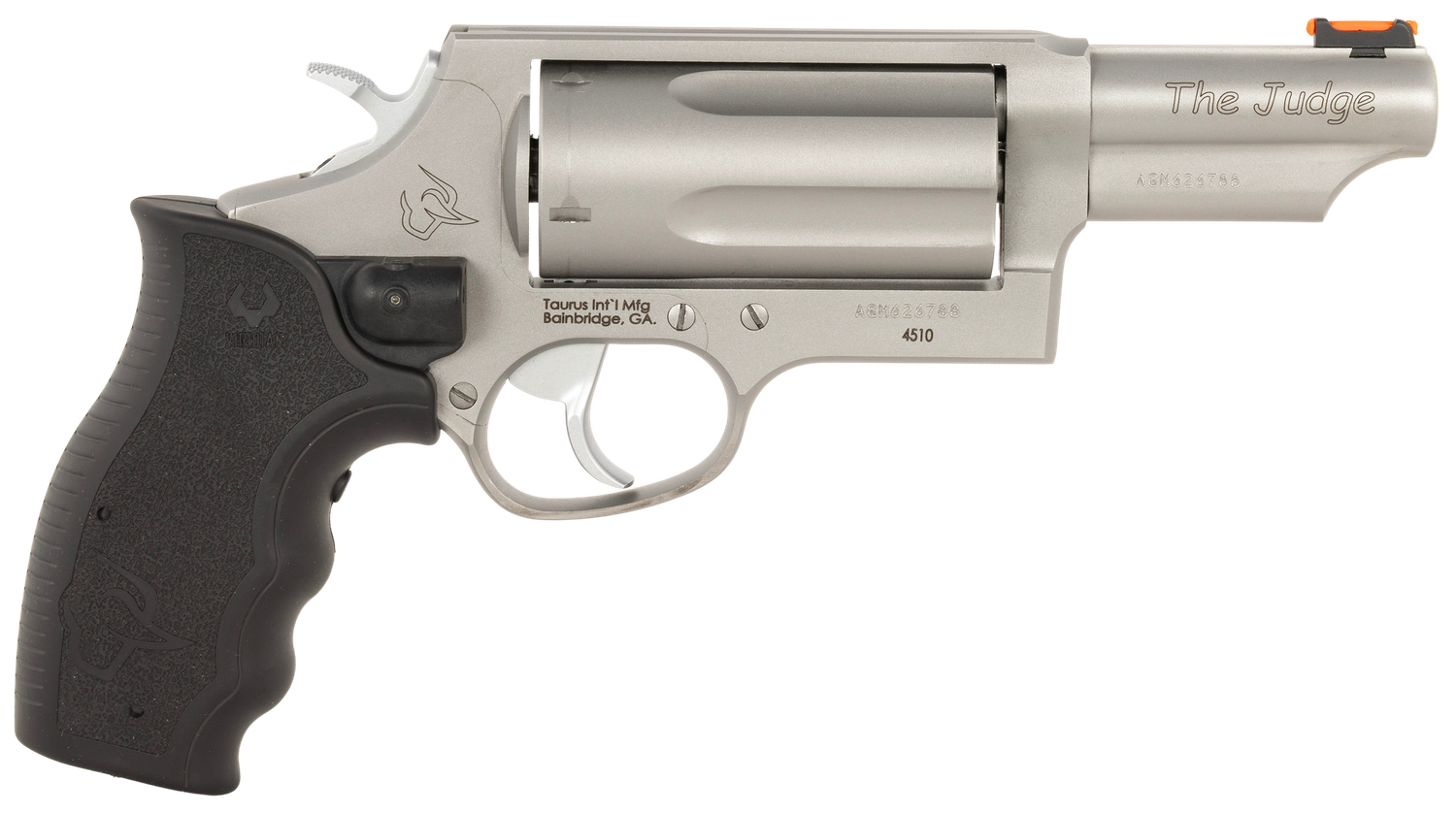 Taurus Judge Revolver 2441039MAGVL, 45 Colt/410 Gauge, 3", Black Rubber Laser Grip, Stainless Steel Finish, 5rd