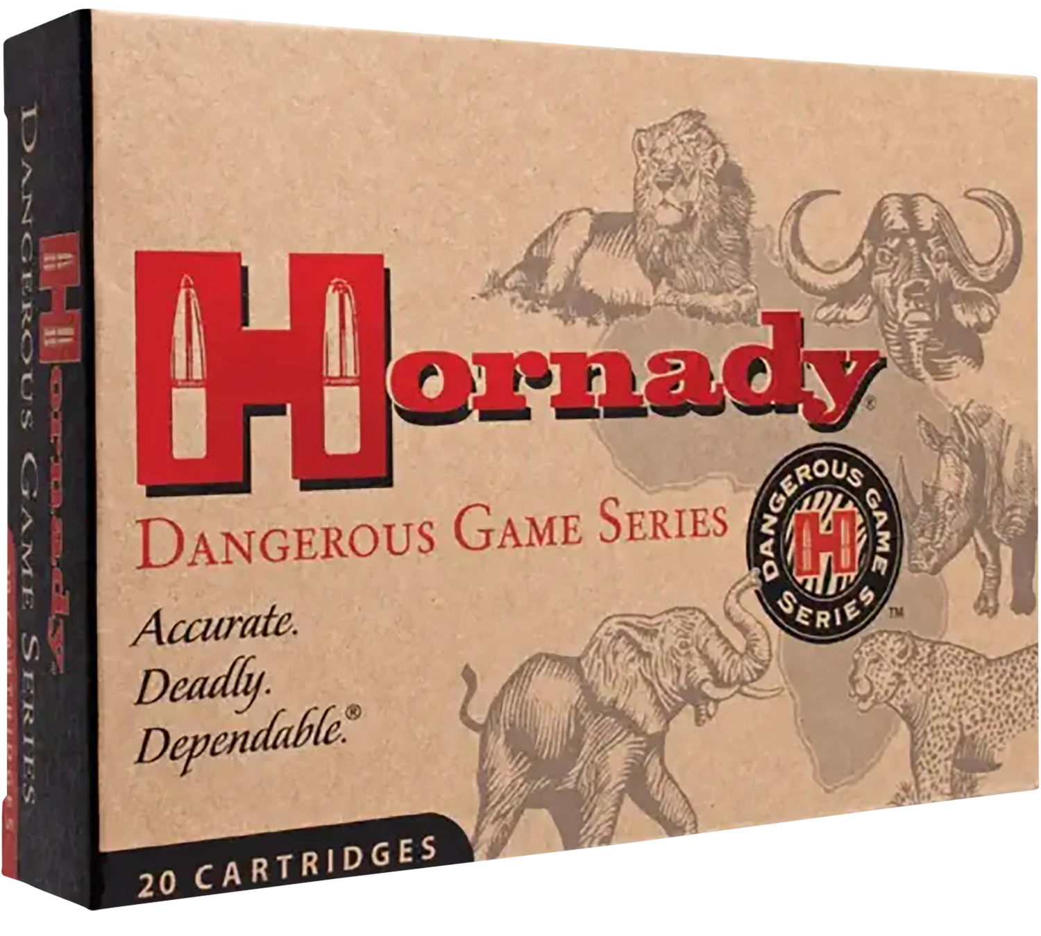 Hornady Dangerous Game Rifle Ammunition 82322, 375 H&H Magnum, DGS Round Nose (RN), 300 GR, 20 Rd/bx