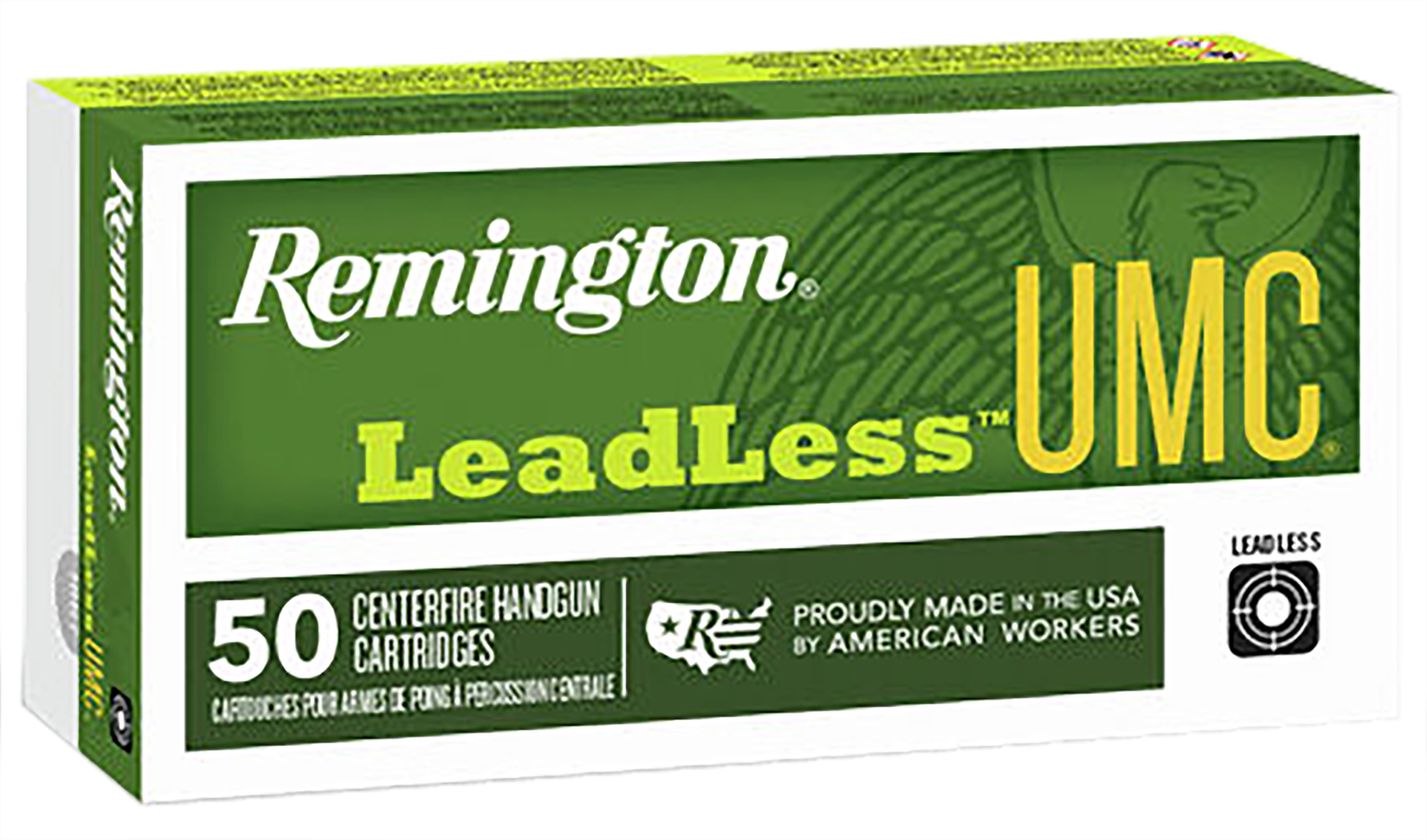 Remington UMC Leadless Handgun Ammunition LL40SW5, 40 S&W, Flat Nose Enclosed Base, 180 GR, 985 fps, 50 Rd/bx