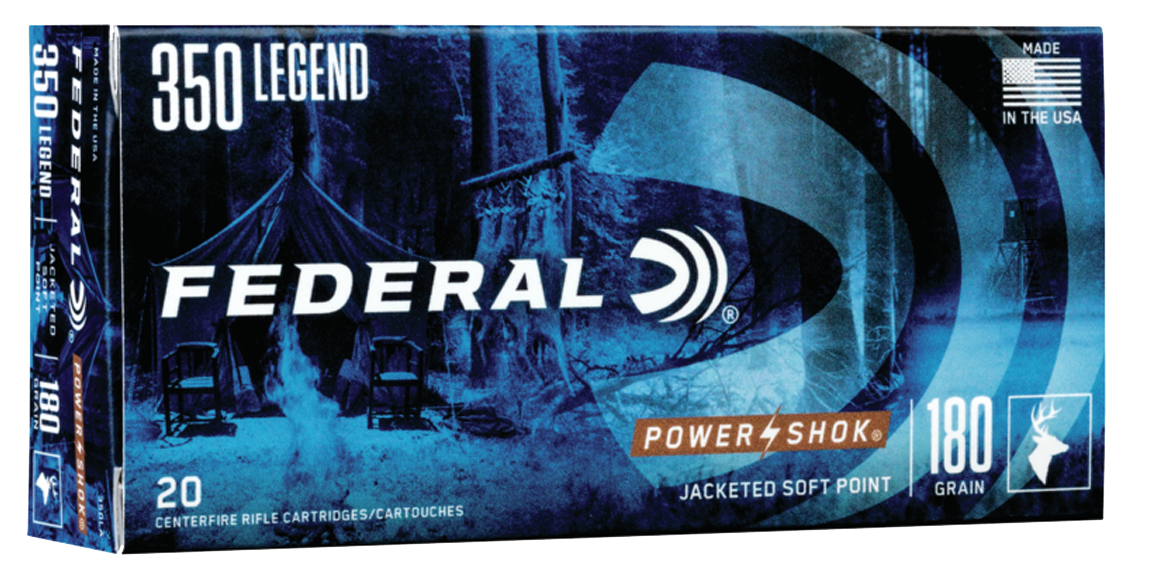 Federal Power-Shok Rifle Ammunition 350LA, 350 Legend, Power-Shok Soft Point, 180 GR, 2100 fps, 20 Rd/bx