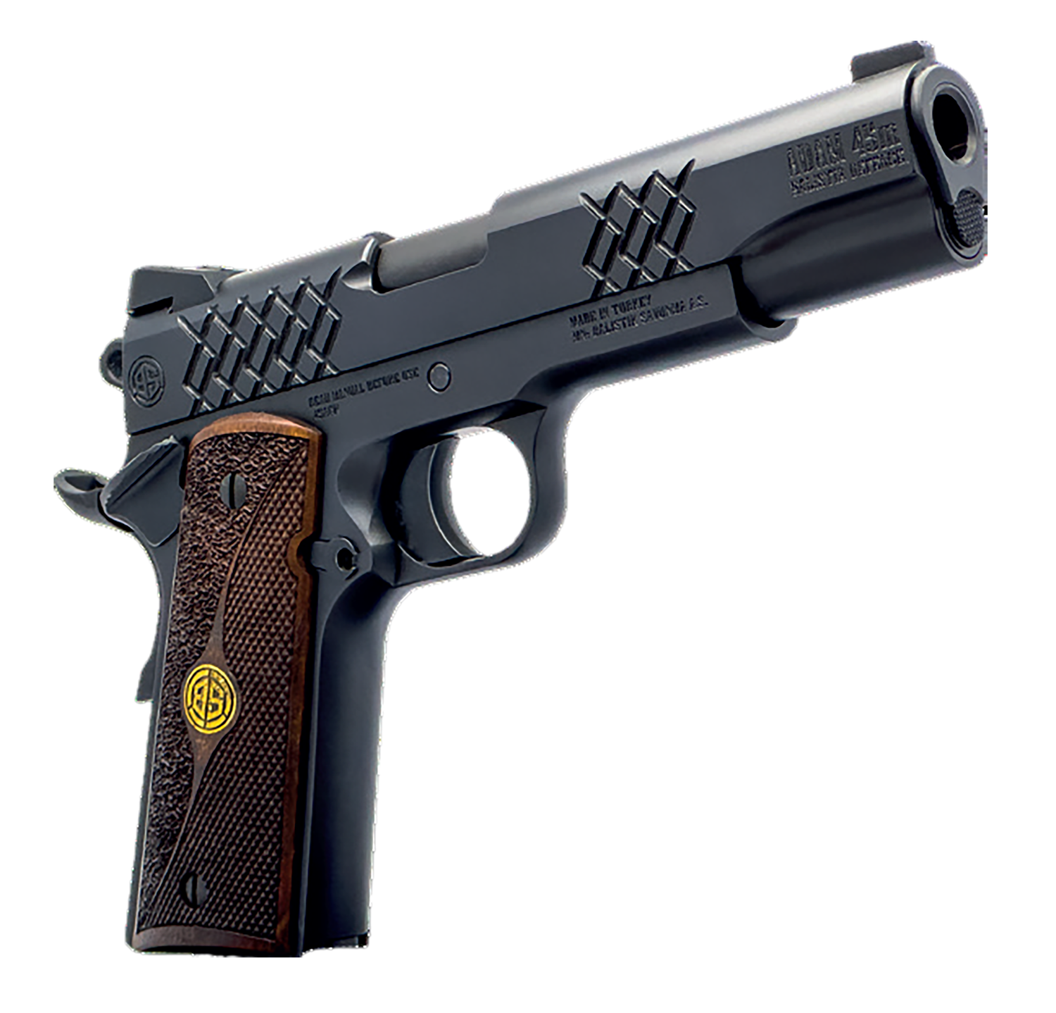 Dickinson 1911 Adam Pistol DKSN45BM, 45 ACP, 5in, Wood Grips, Matte Black Finish, 8 Rds