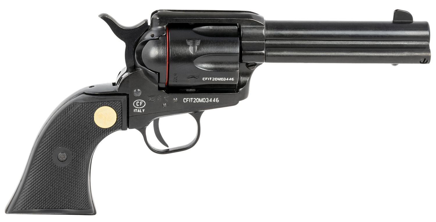 Traditions 1873 Rawhide Revolver SAT7322250, 22 LR, 4.75", Black Checkered PVC Grips, Blued Finish, 6 Rds