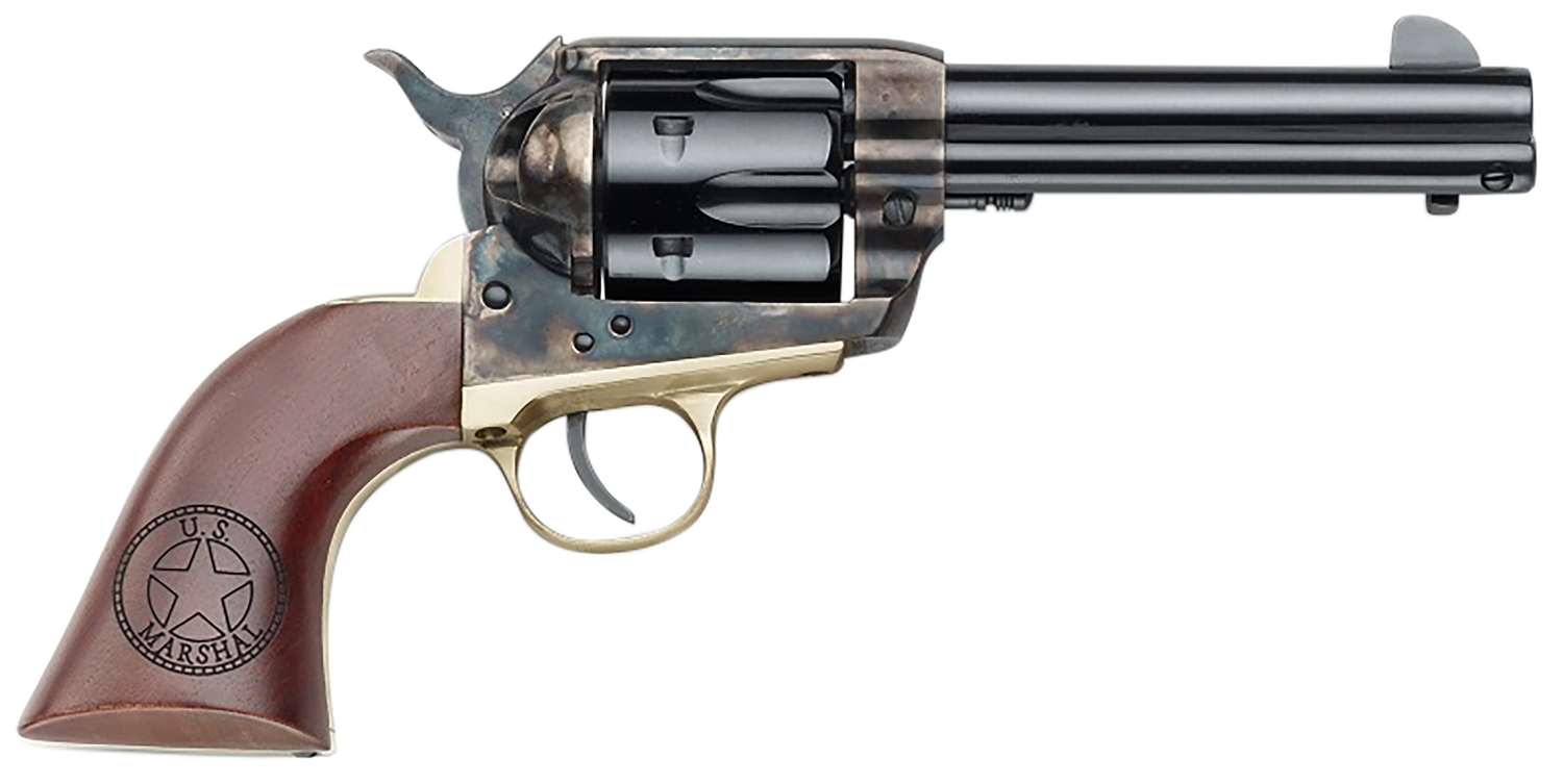 Pietta 1873 Great Western II U.S. Marshal Revolver HF357CHBR434NMUS, 357 Mag, 4.75in, Walnut w/Engraved US Marshal's Badge Grips, Steel Frame Finish, 6 Rds