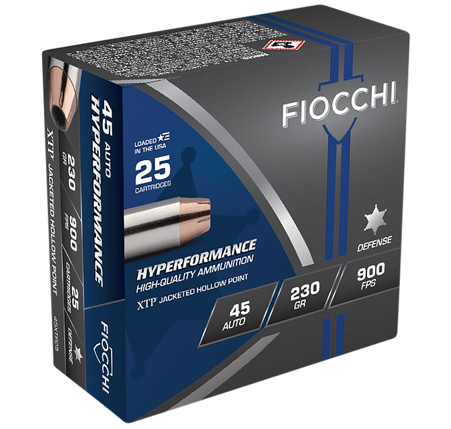 Fiocchi Extrema Handgun Ammunition 45XTP25, 45 ACP, XTP Hollow Point (HP), 230 GR, 900 fps, 25 Rd/bx