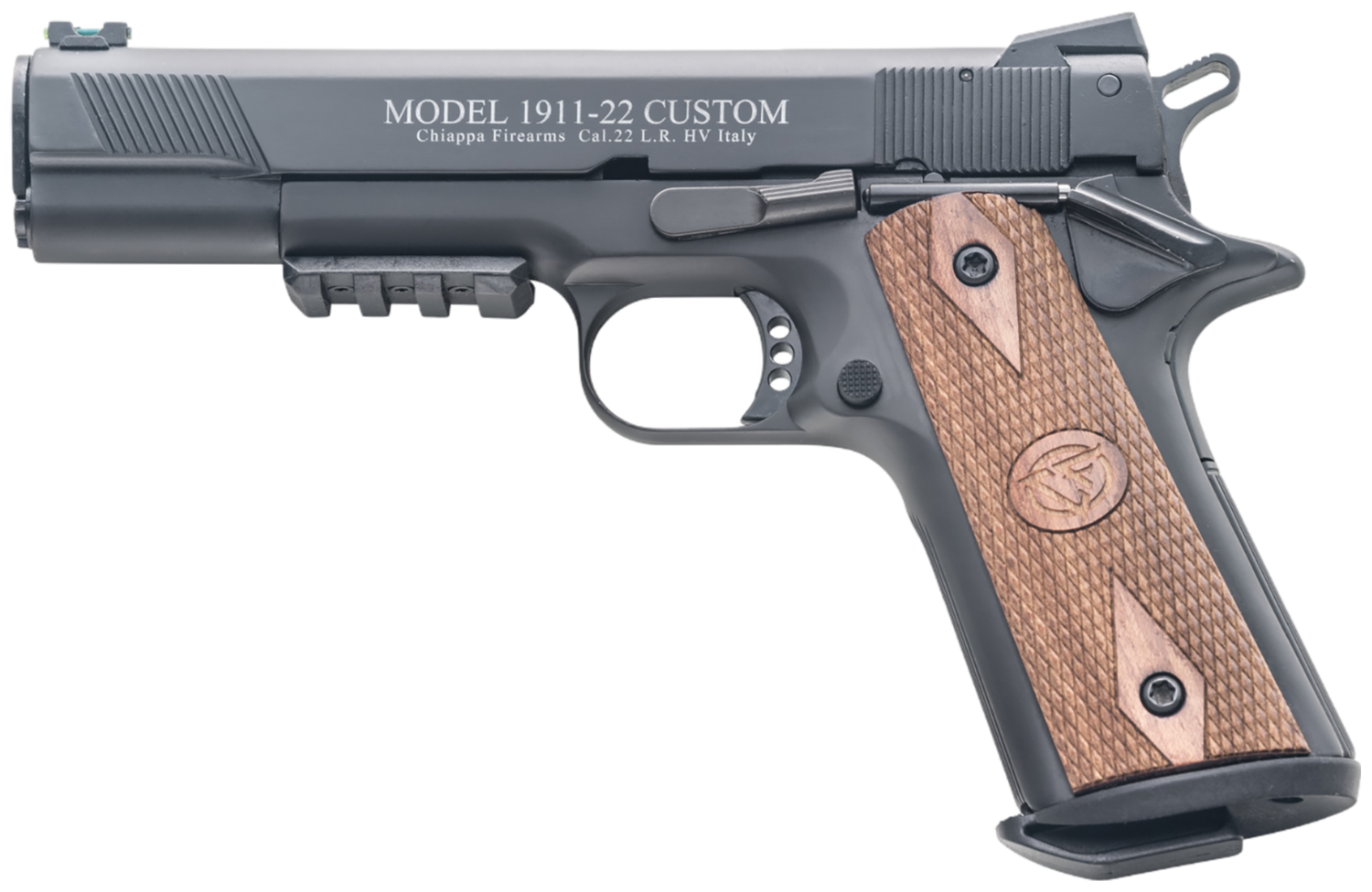 Chiappa 1911-22 Custom Pistol 401101, 22 LR, 5in, Stippled Walnut Grips, Blued Finish, 10 Rds