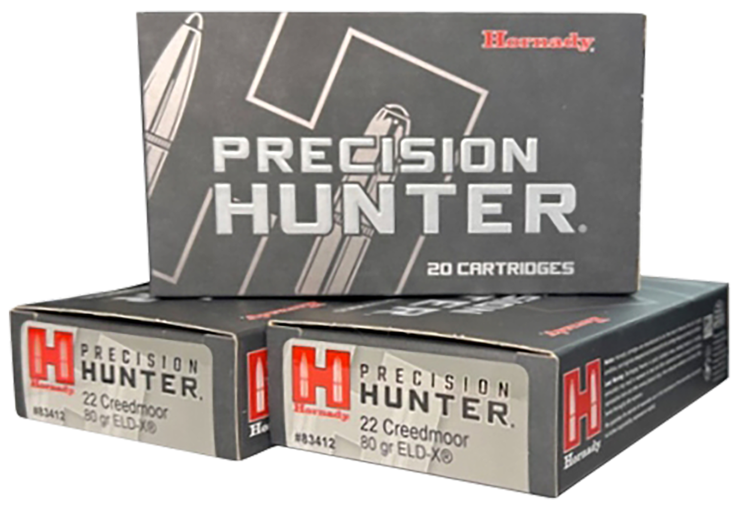 Hornady Precicison Hunter Rifle Ammunition 83412, 22 Creedmoor, ELD-X, 80 GR, 3285 FPS, 20 Rd/Bx