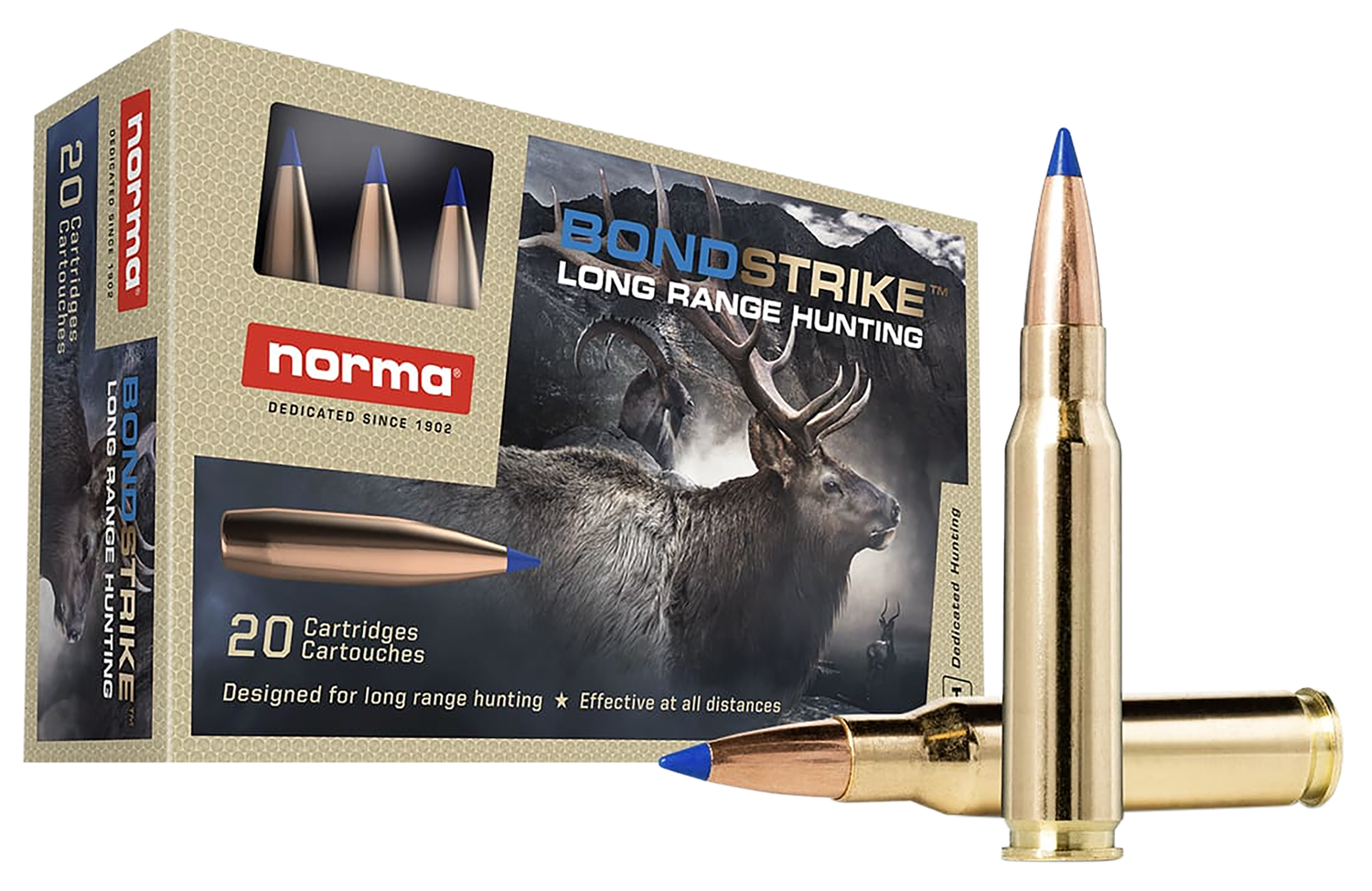 Norma Bondstrike Rifle Ammunition 20176412, 308 Win, Bonded Polymer Tip, 180 gr, 2625 fps, 20 Rd/Bx