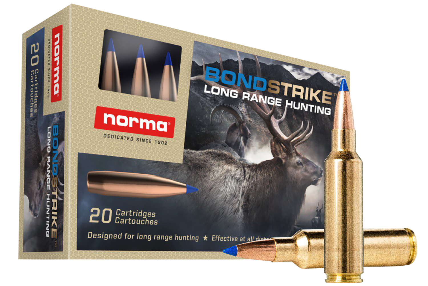 Norma Bondstrike Rifle Ammunition 20175832, 300 WSM, Bonded Polymer Tip, 180 gr, 3084 fps, 20 Rd/Bx