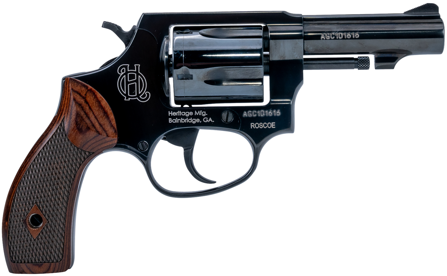 Heritage Roscoe Revolver HR38B3W, 38 Special +P, 3", Wood Grips, Black Finish, 5rd