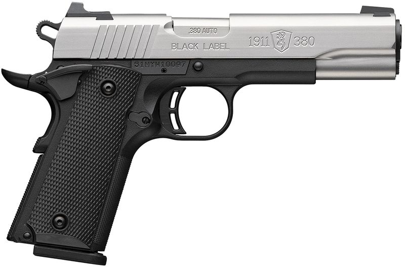 Browning 1911-380 Pistol 051118492, 380 ACP, 4.25in, Black Polymer Grips, Matte Black Finish, 8 Rds