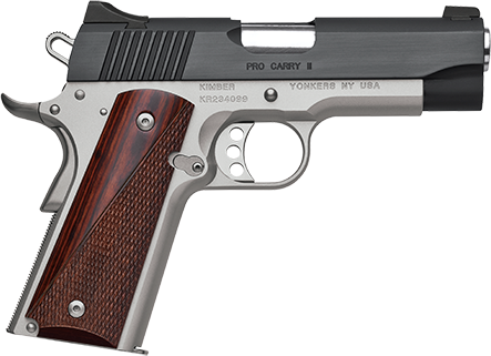 Kimber 3200320 Pro Carry II (Two-Tone) Pistol - .45 ACP, 4 in Barrel, Aluminum Frame, Matte Black Oxide Slide, 7 Rd