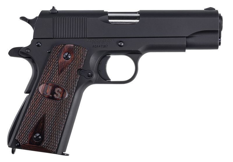 Kahr 1911 A1 Commander Pistol 1911BKOCW, 45 ACP, 4.25in, Checkered Wood w/Integrated US Logo, Matte Black Finish, 9 Rds