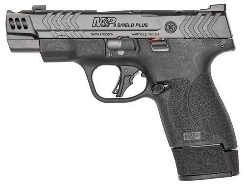 Smith & Wesson M&P9 Shield Plus Performance Center Carry Comp Pistol 13990, 9mm, 4", Black Grips, Black Finish, 15 Rds, Optic Ready