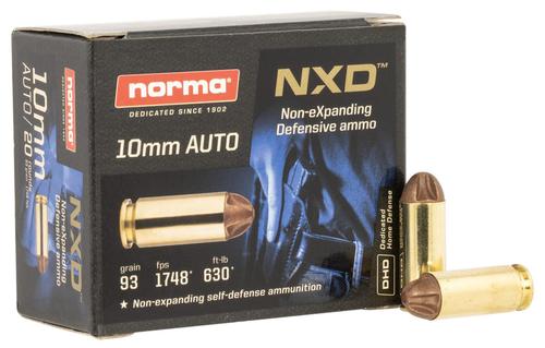 Norma Self Defense Pistol Ammunition 611340020, 10mm Auto, NXD, 93 gr, 1748 fps, 20 Rd/Bx