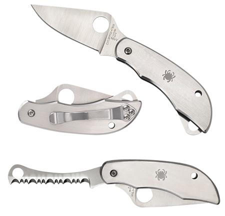 Spyderco Clipitool Fine/Serrated Folding Knife w/Stainless Steel Handle (C176P&S)