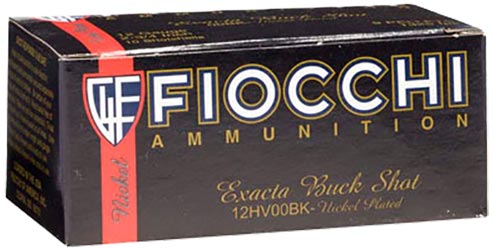 Fiocchi High Velocity 12HV00BK, 12 Gauge, 2-3/4", 9 Pellets, 1325 fps, #00 Nickle Plated Lead Buckshot, 10 Rd/bx